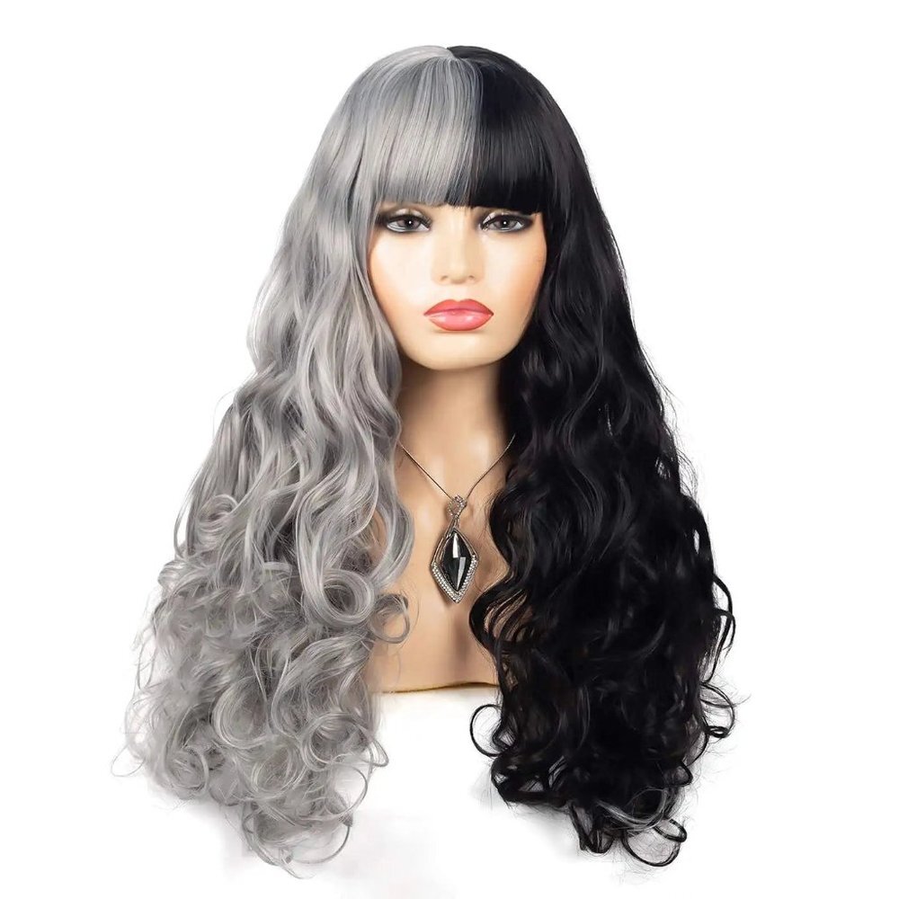 Half Black Half Gray Wig